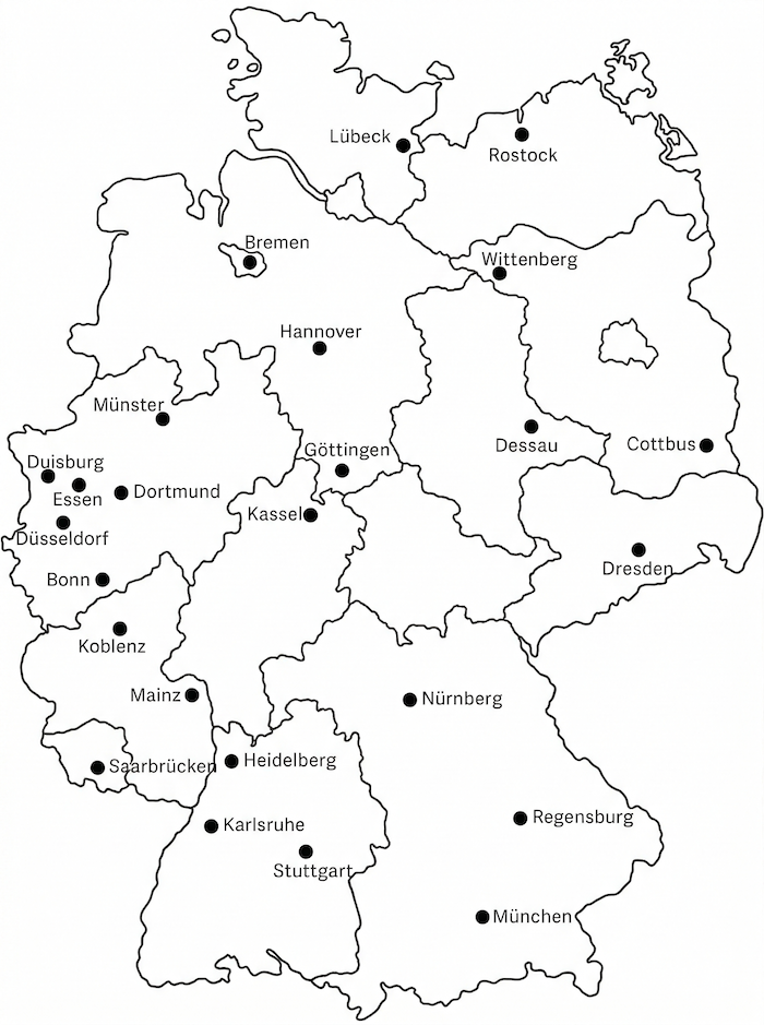Deutschlandkarte mit EGRO Standorten